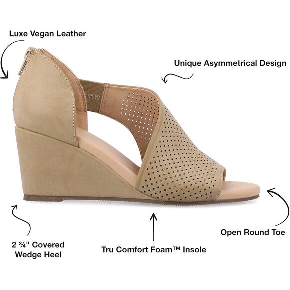 NWB: Journee Collection Aretha 2.75" Wedge Sandals in Nude Size 9 - Picture 5 of 10